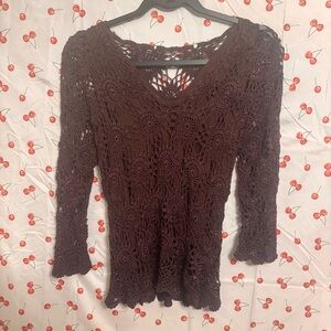 Y2k Style Brown Crochet Top